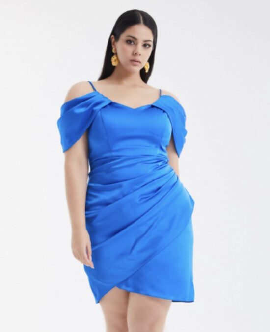 Elissar Dress worn by a plus size woman, Elissar Dress.