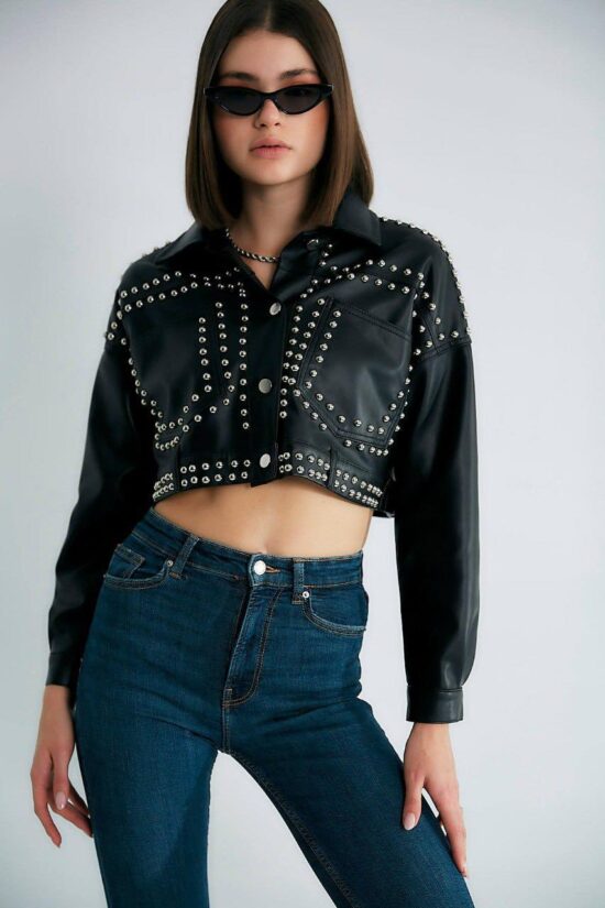 Berlin black studded leather jacket